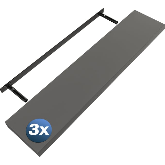 Wandplank Zwevend 3 Stuks Grijs MDF 110x23x3,8cm