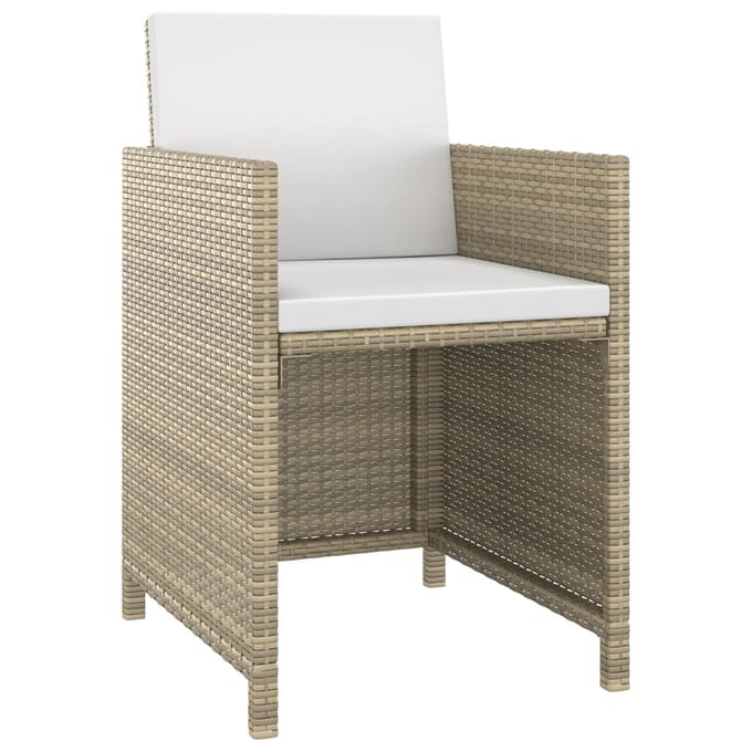vidaXL - 5-delige - Tuinset - met - kussens - poly - rattan - beige