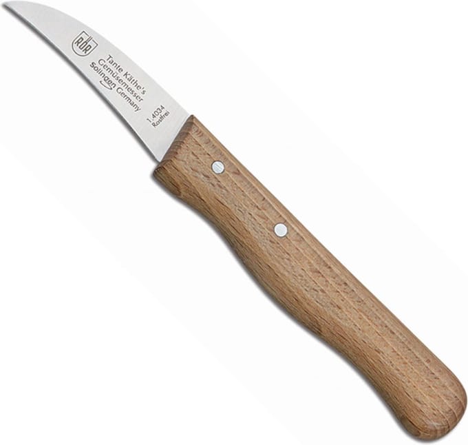 RÖR Solingen Schilmesje Krom – RVS Lemmet – Hout – Tante Käthe's Keukenmesje