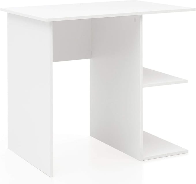 Computerbureau - Wit - Kleine kantoortafel - Inclusief plank - Moderne werktafel - 82x60x76cm