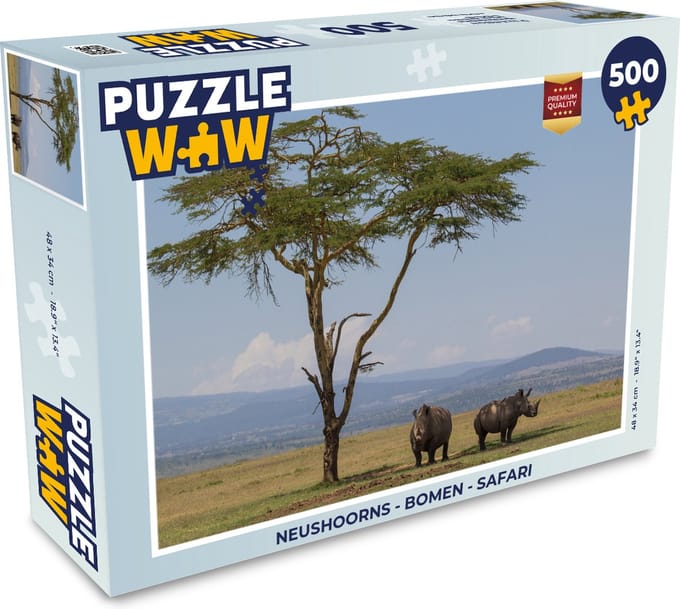 Puzzel Neushoorns - Bomen - Safari - Legpuzzel - Puzzel 500 stukjes