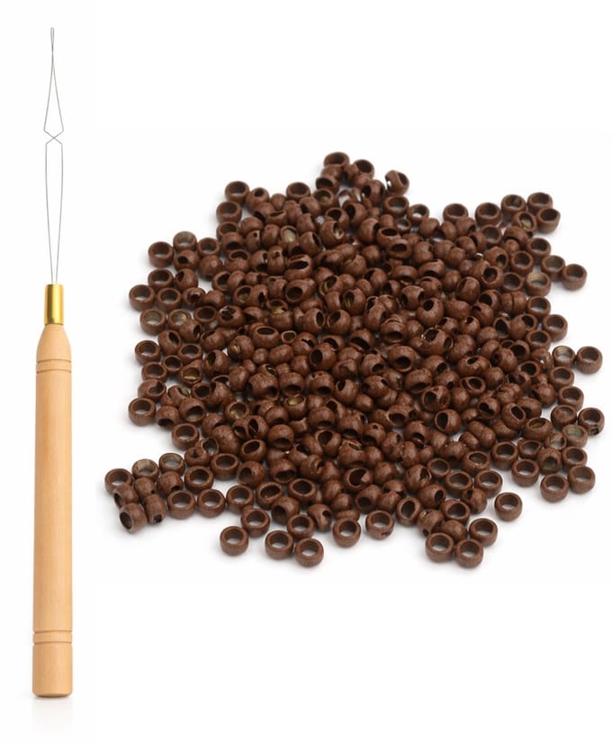 Guardian Beauty Nanoringen - met Loop Tool - 1,000 stuks - Bruin - Voor Haar Extensions
