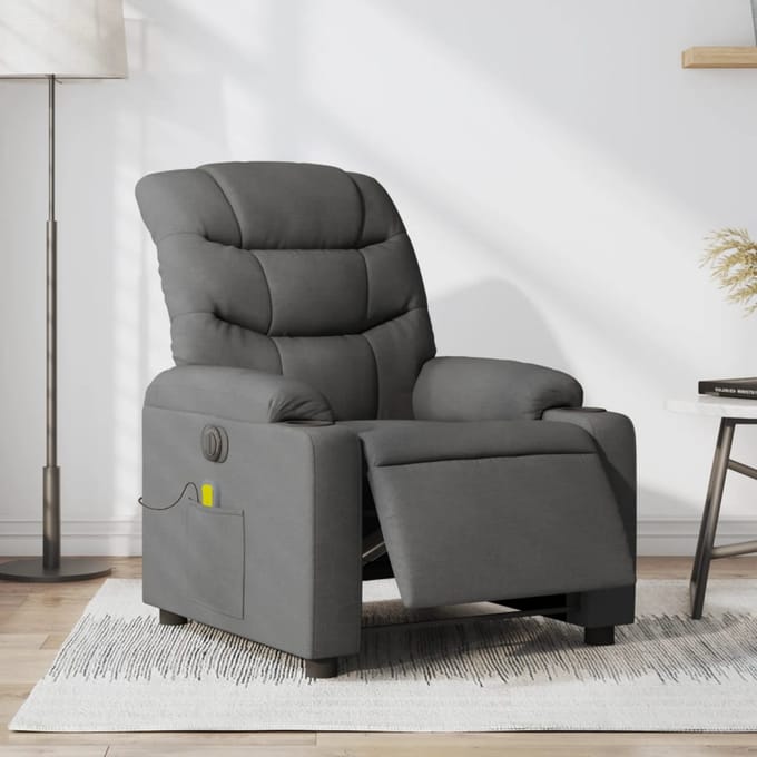 vidaXL - Massagestoel - elektrisch - verstelbaar - stof - donkergrijs