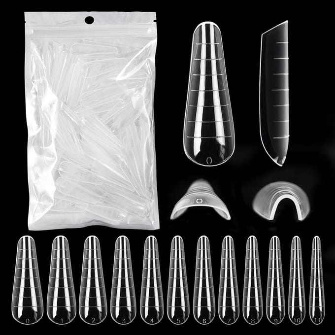 120 stuks nageltips met schaal snelle verlenging transparante kunstnagels manicure nagelopbouw BENT51-03 white