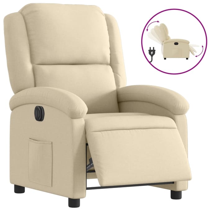 vidaXL - Fauteuil - verstelbaar - elektrisch - stof - crèmekleurig