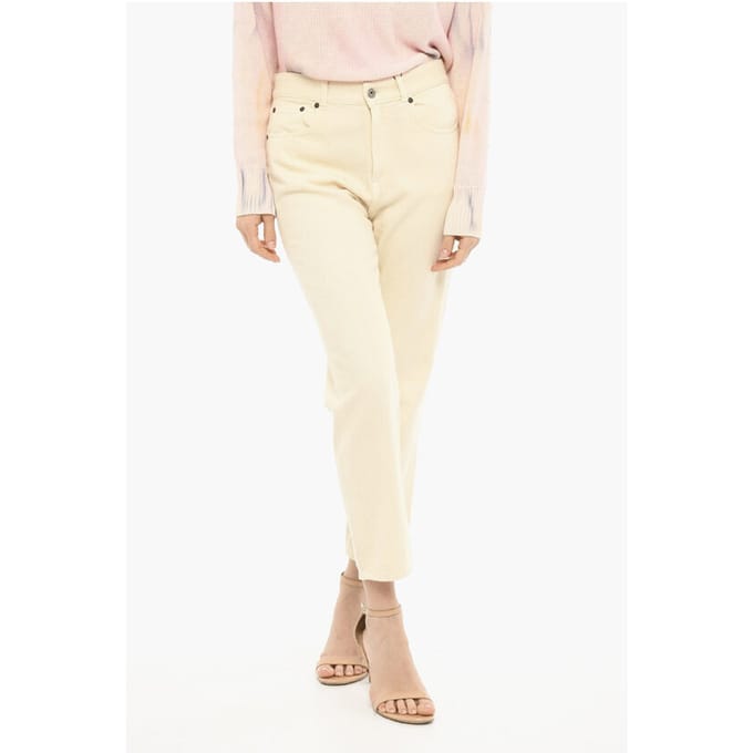 5-pocket katoenen keperbroek in beige