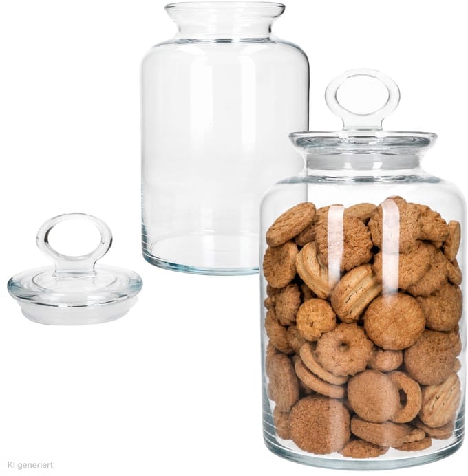 Set van 2 KIT-voorraadpotten met deksel, 2,64 l, van glas - 98677 / 52267