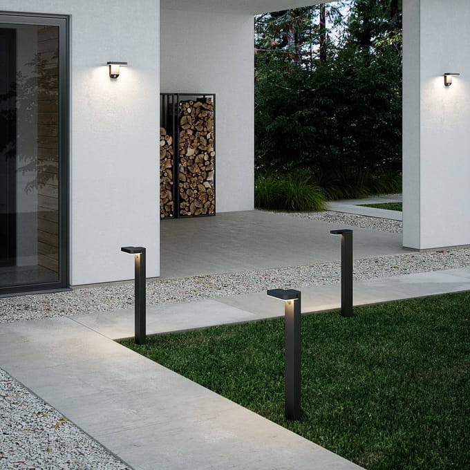 Nordlux Rica vierkant-tuinpaal-solar-LED module-zwart