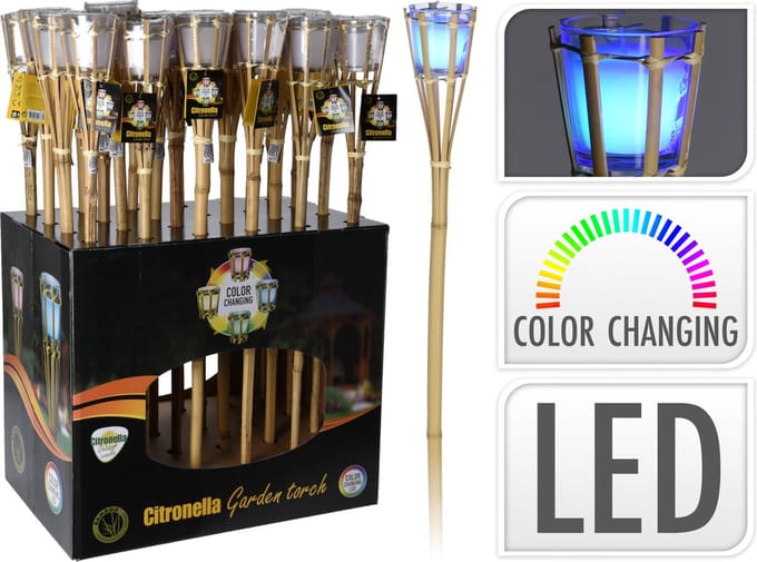 Tuinfakkel bamboe LED citronella - Led verlichting
