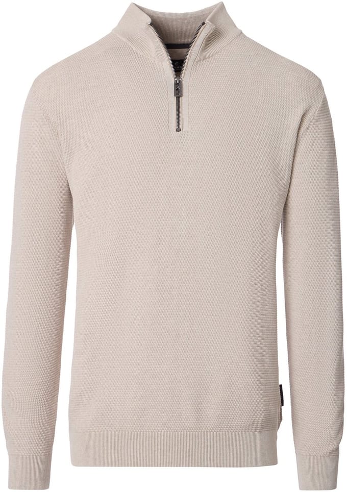 Casa Moda - Half zip trui - Heren - L - Gebroken wit - Katoen - 454479000