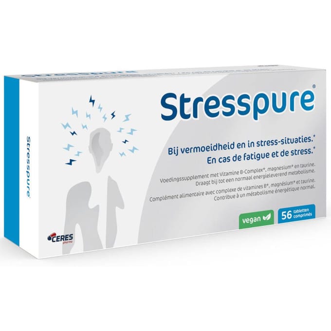 StressPure® | Stress Magnesium - Vitamine B complex Taurine 56 Gecomprimeerde tabletten