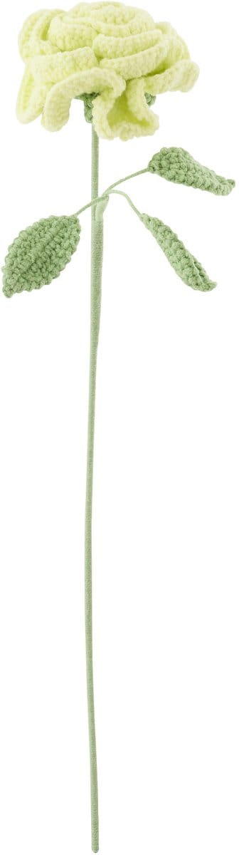 J-Line kunstbloem Roos Gehaakt - polyester - lichtgroen - 2 stuks