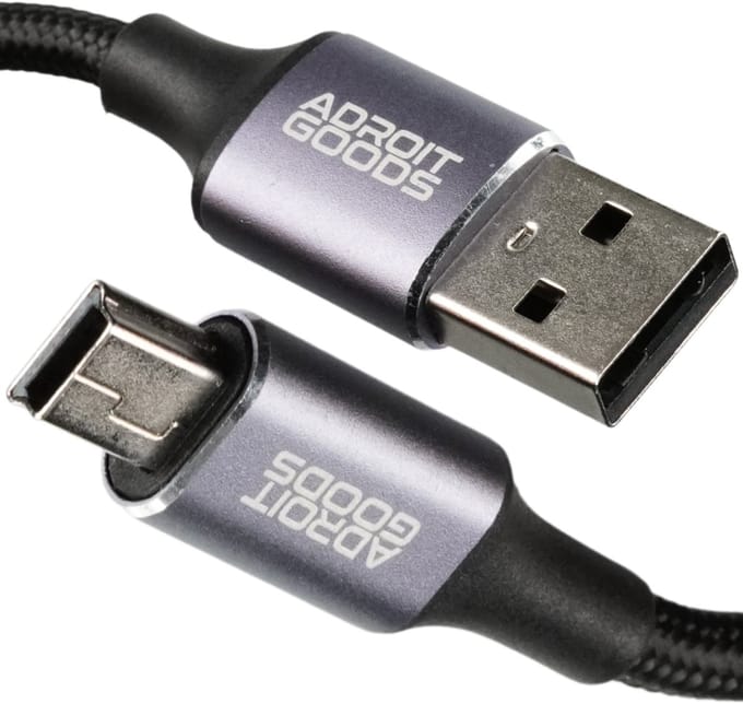 AdroitGoods Mini USB Datakabel - Mini USB naar USB-A Kabel – 2.0 datakabel - 1m