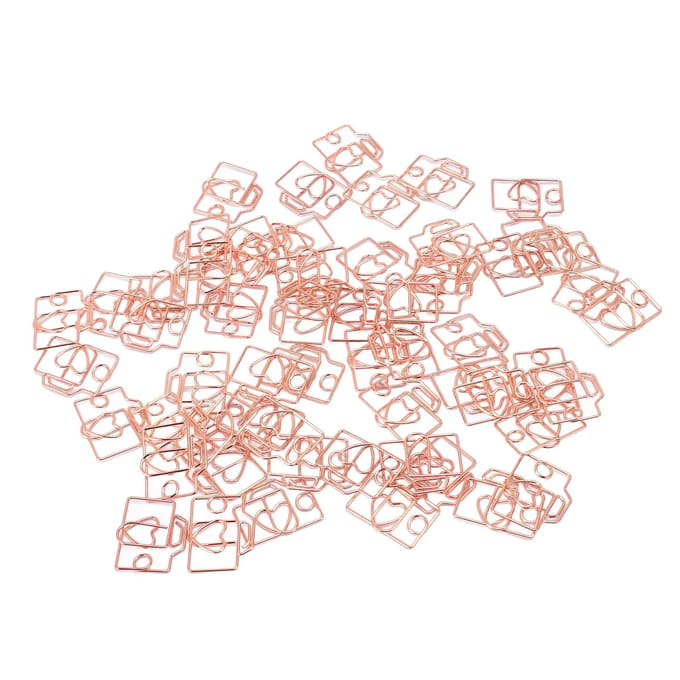 80 STuks Paperclip IJzer Camera Vormig Leuke Bladwijzers Planner Clip met Opbergdoos voor Kantoor Roze rosé gouden kleur