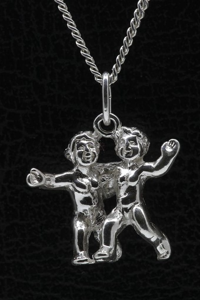 Zilveren Sterrenbeeld Tweelingen ketting hanger - groot