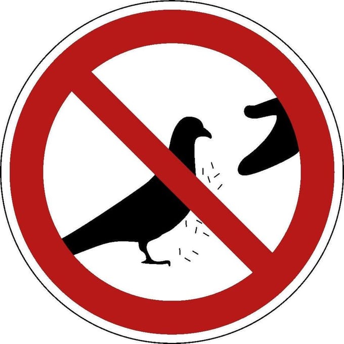 Verboden duiven te voeren bord - kunststof 150 mm