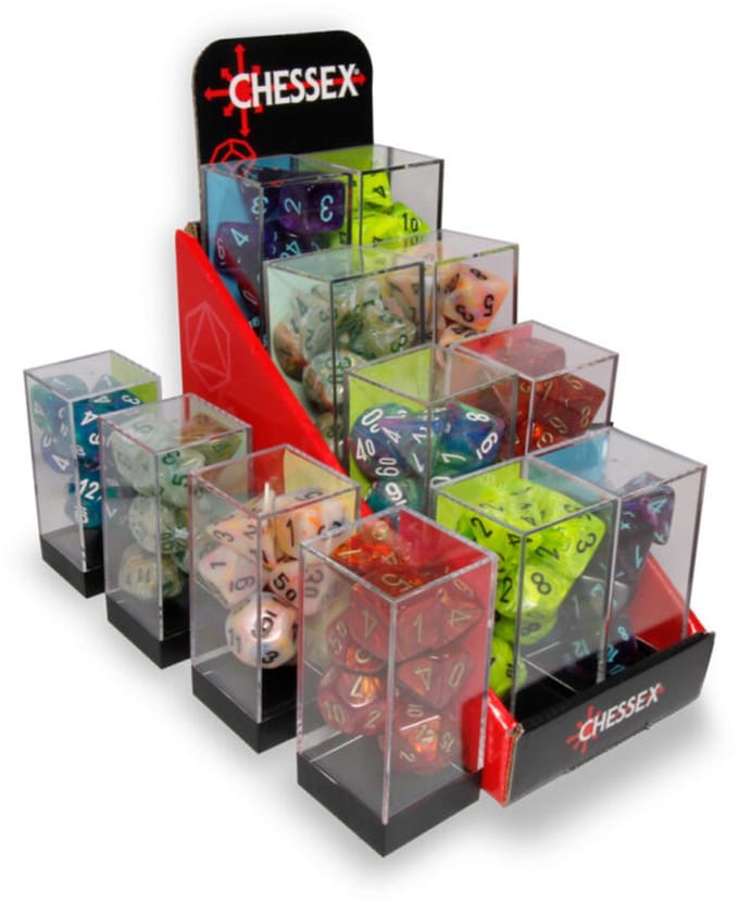 Chessex dobbelstenen set Mega-hedral polyhedraal sampler 12 sets multicolor.