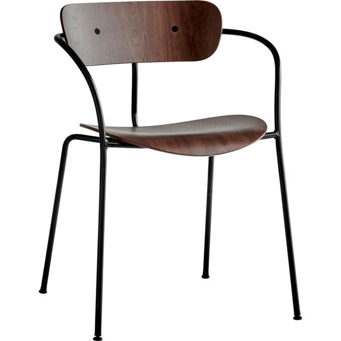 &Tradition - Pavillon AV2 Stoel - black - notenhout gelakt - bruin