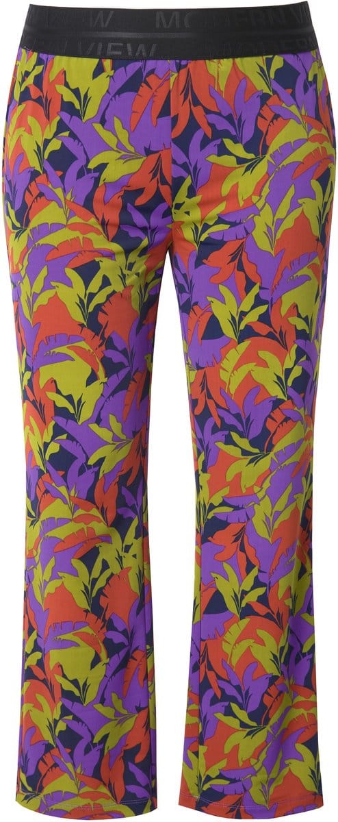 Ulla Popken - Dames - Jersey broek Sienna bladeren smalle pijpen - Marine - Maat 50+