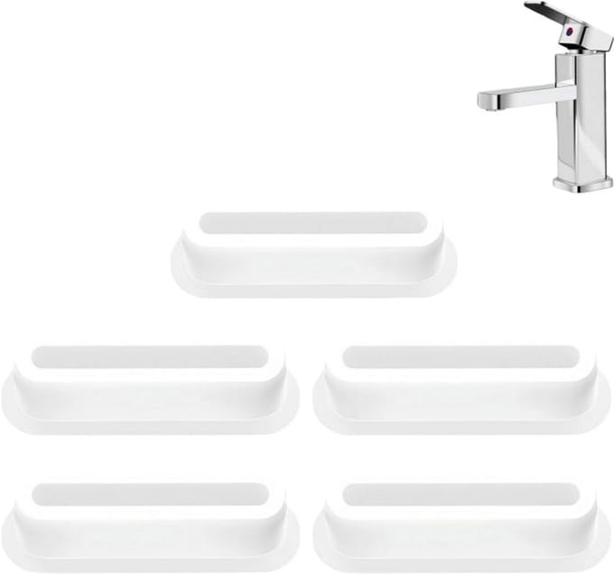 5-delige set - Overloopdop - Zijgat voor gootsteen/wastafel - Ovale stop voor overloopgat - Afdichtdop - Lange overloopstop - Wit