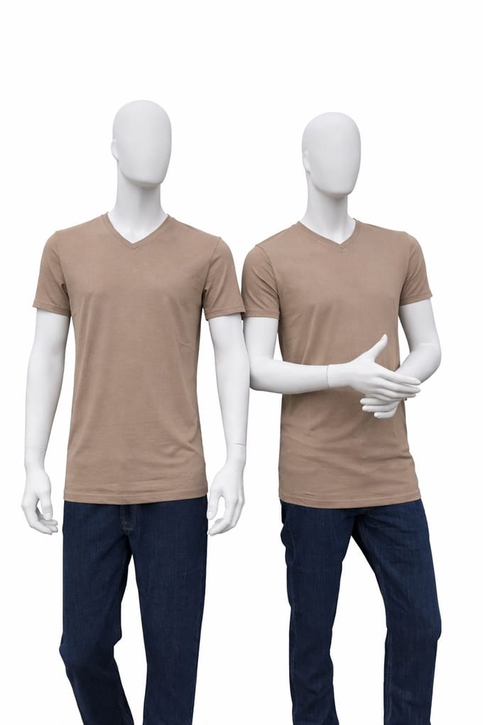 RELAKZ Lenzing Modal Heren T-shirt V-hals Extra Lang Taupe S - 2-pack
