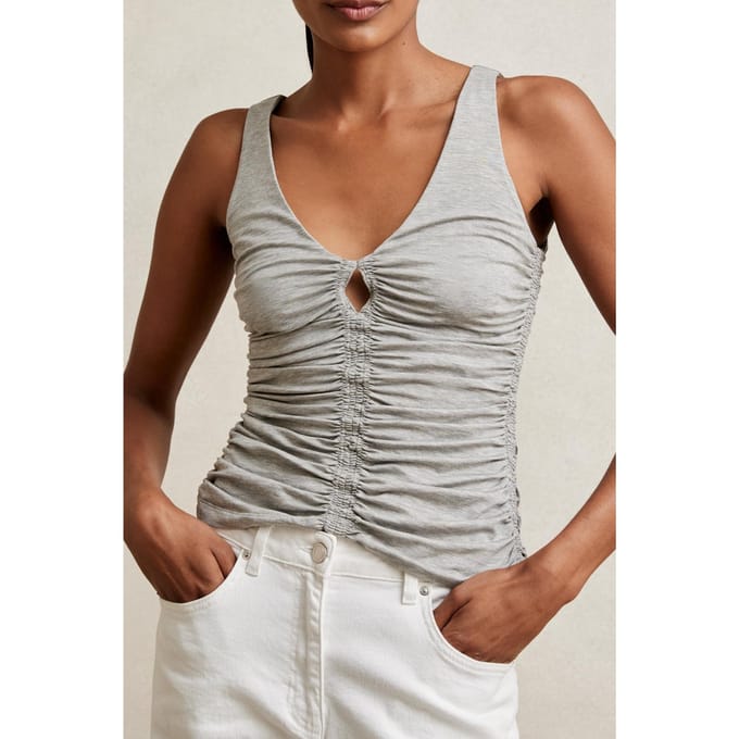 Reiss Low Back Ruched Vest Silver Grey Taglia: 8 | Canottiere Outlet | Donna | Grigio