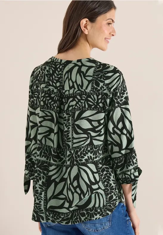 3/4-mouwen blouse met patchworkprint