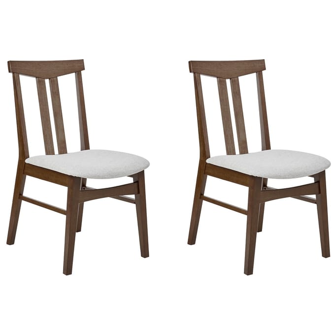 AVALON - Eetkamerstoel set van 2 - Lichtgrijs - Donker hout/Stof