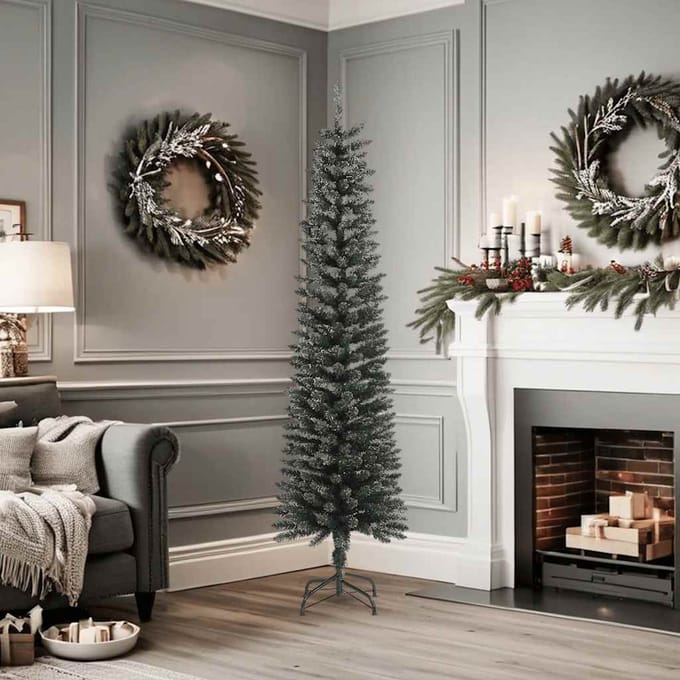 vidaXL - Kunstkerstboom - met - standaard - smal - 180 - cm - PVC - groen