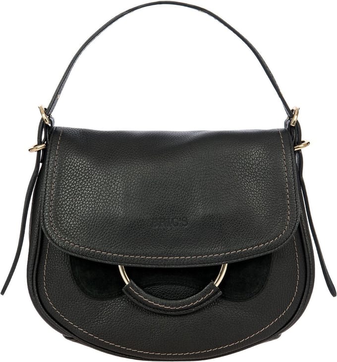 BRIC'S Leren Schoudertas Gondola Stella Bag Black Zwart