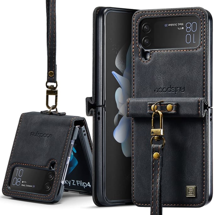 Luxe Flip Case met Polskoord voor Samsung Galaxy Z Flip 6 / 7 FE _ Zwart