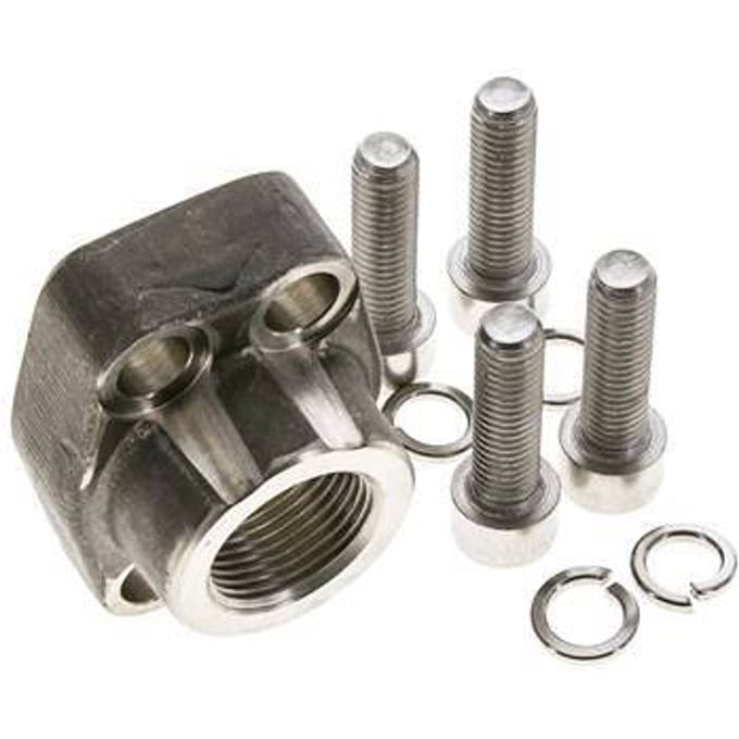 3/4'' SAE Flens 3000 psi RVS met G3/4'' Binnendraad ISO 6162-1