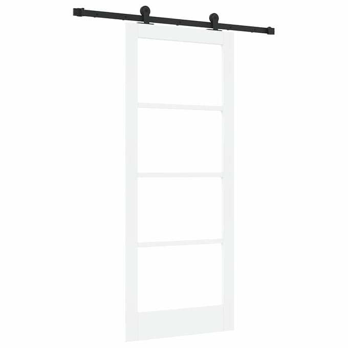 vidaXL - Schuifdeur - ORKDAL - Wit - 83 - x - 202 - cm - Massief - grenenhout - en - glas