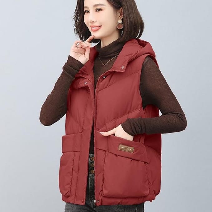 Vest Dames Capuchon Winterkleding Nieuwe Verdikte Modejas 3XL gray