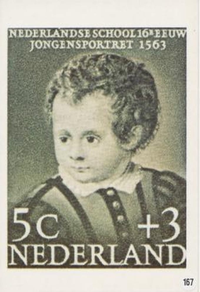 Briefkaart met afbeelding Jongensportret 1563 postzegel