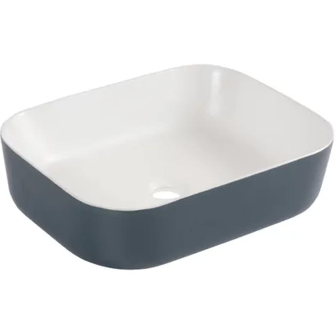 Differnz Waskom Zena - Keramiek - Rechthoek - Blauw/wit - 48x37,5x12,5cm