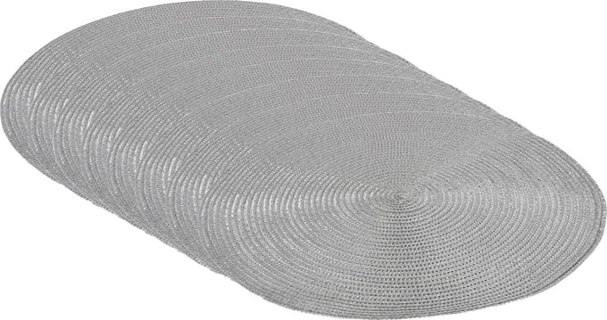 Gerimport Placemat - 12x stuks - metallic zilver - 38 cm - rond - geverfd jute - onderlegger - kerstdiner