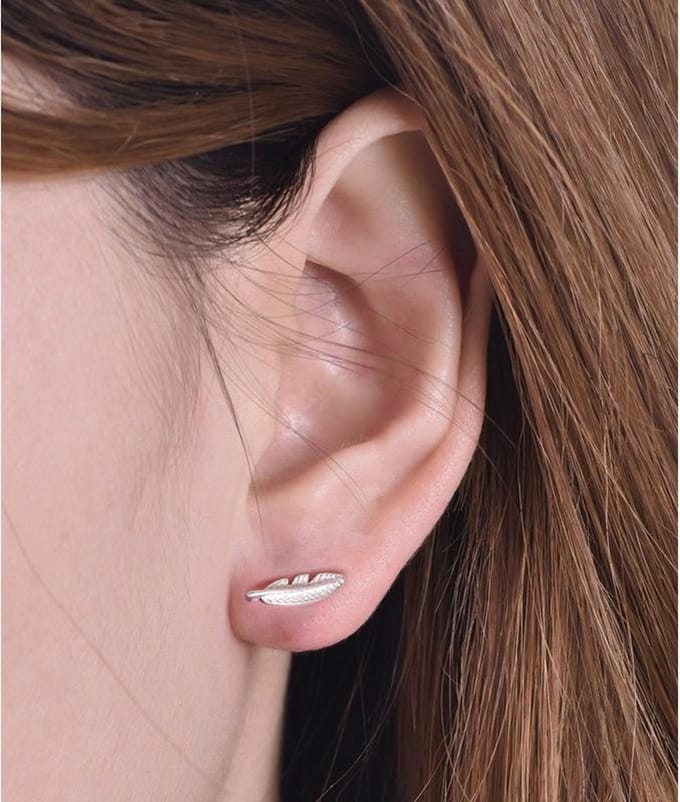 Trendy veer oorknopjes minimalistisch - zilverkleurig
