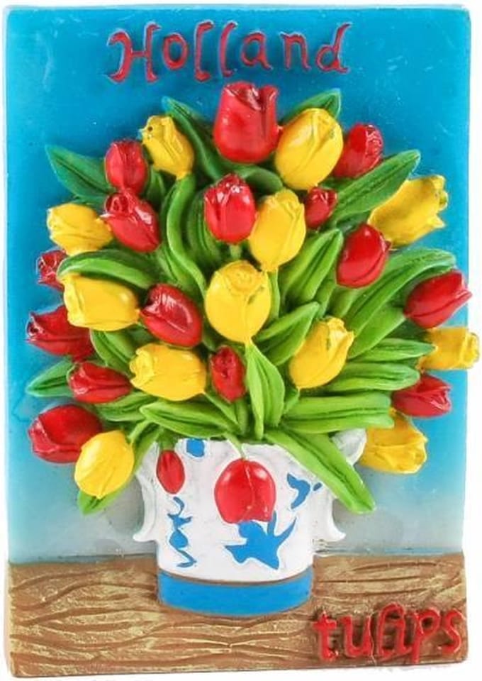 Magneet Tulpen In Vaas Blauw - Souvenir
