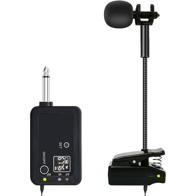 UHF draadloze instrumenten microfoon saxofoon microfoon zender ontvanger set Plug & Play Pick zwart