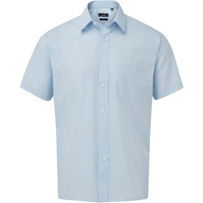 Premier Herenshirt met korte mouwen Popeline (Lichtblauw)