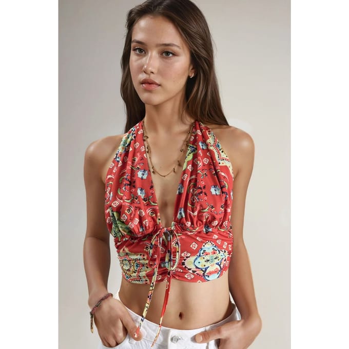 Patroon Rimpel Crop Top