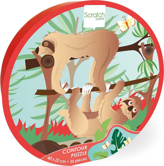 SCRATCH Contour Puzzel - Luiaard - 40X22Cm - 35 Stukjes - 3 Jaar