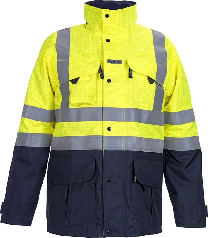Multinorm Parka Miramas - Fluor Geel - Marine - maat M