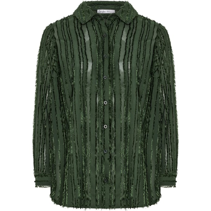 Yours London Groen Getextureerde Jacquard Blouse Met Strepen Size 40
