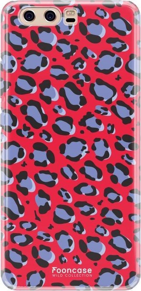 Fooncase Hoesje Geschikt voor Huawei P10 - Shockproof Case - Back Cover / Soft Case - Luipaard / Leopard print / Rood