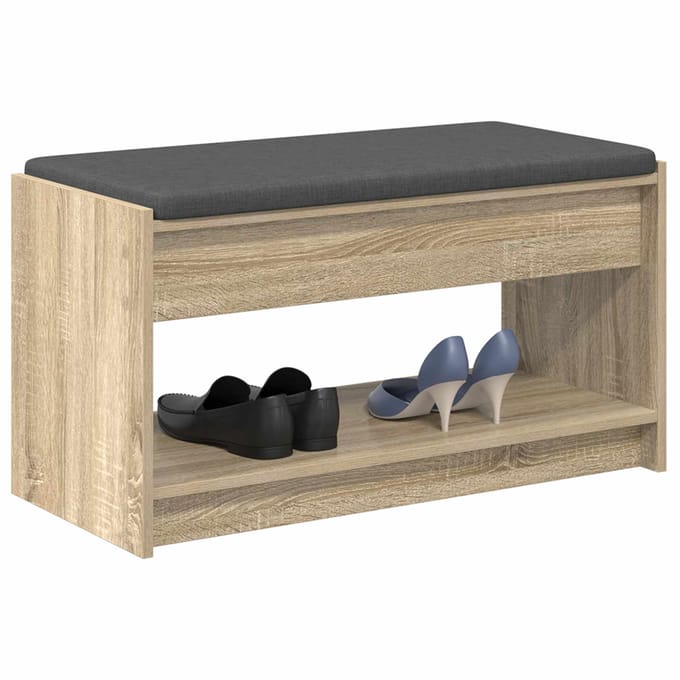 vidaXL - Hallenbank - Sonoma - Eik - 83 - x - 38 - x - 45 - cm - Geengineerd - Hout - en - Stof