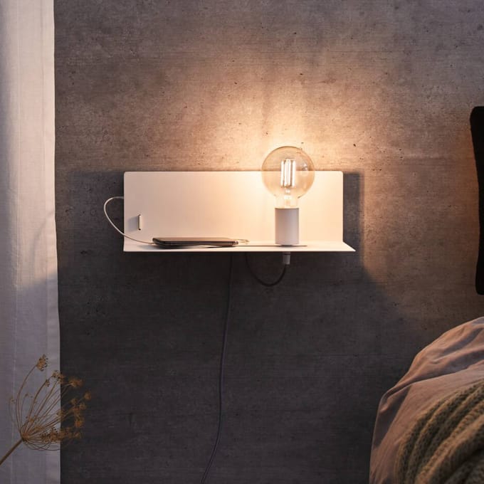 Paulmann wandlamp Devara, wit, 40 cm E27 USB-poort