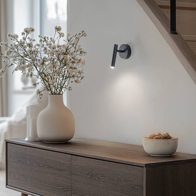 SIGMA Wandlamp Sopel, antraciet, 1-lamp, staal, hoogte 15 cm