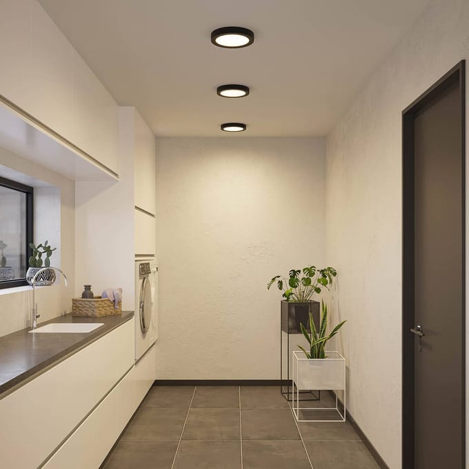 Prios LED plafondlamp Edwina, zwart, 25 cm, CCT, IP44